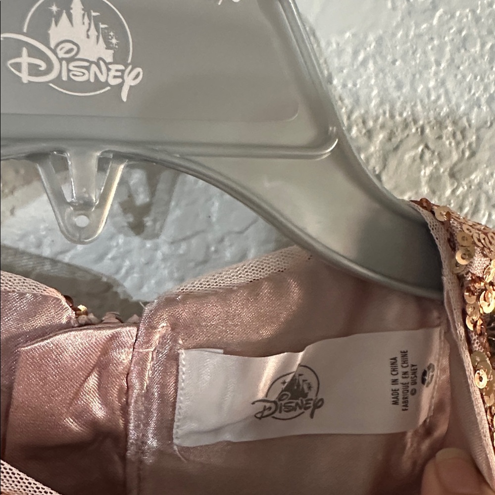 DISNEY Belle Sequin Gold Rose Gold Sleeveless Party A-Line Girl's Dress 5/6 NWT - Picture 3 of 6